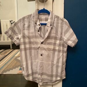 Burberry Grey plaid shirt sleeve shirt boys Size 4